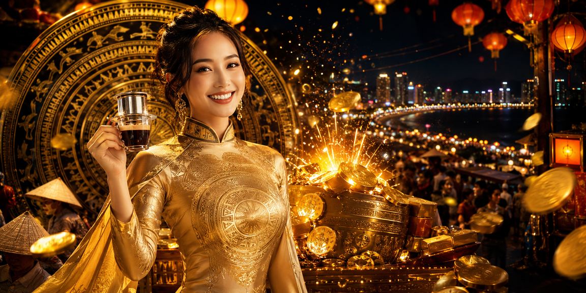 Cô gái áo dài tại Nha Trang cầm điện thoại xem bảng giải thưởng trực tuyến